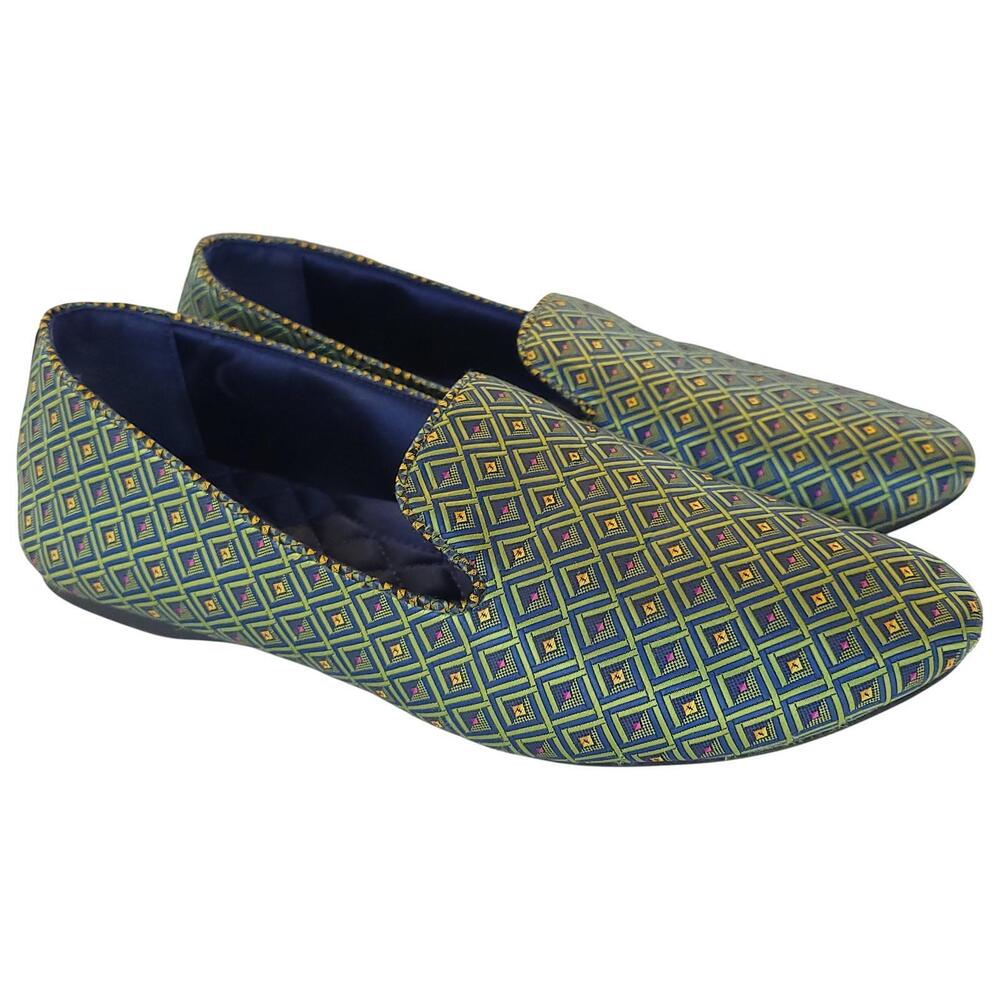 Birdies The Starling Loafers 10 Geometric Jacquard Fabric Slip On Flats